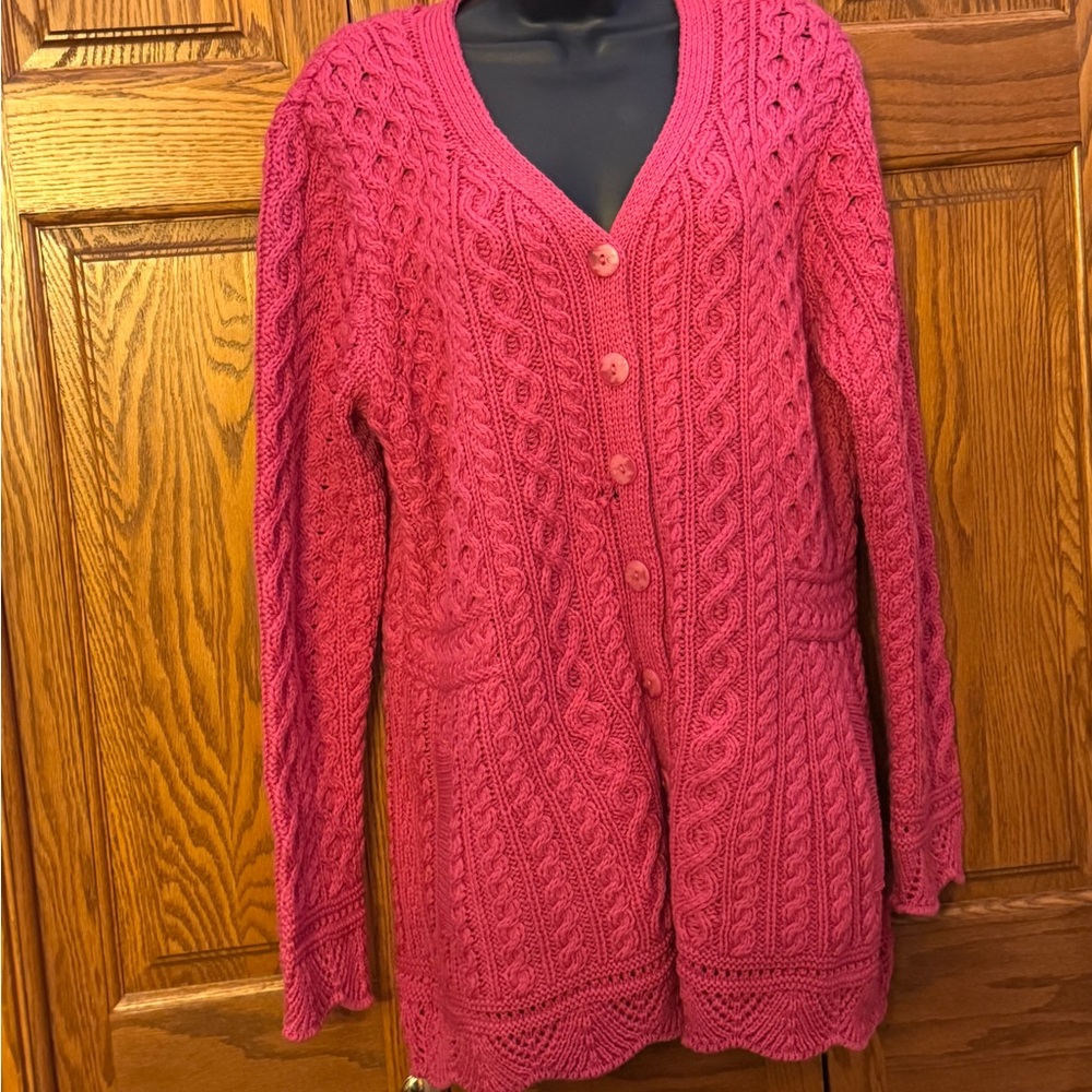 Aran Crafts Women's Vibrant Knit Cardigan - Pink
